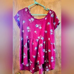 Xhilaration wine color baby doll lace up  back size xl